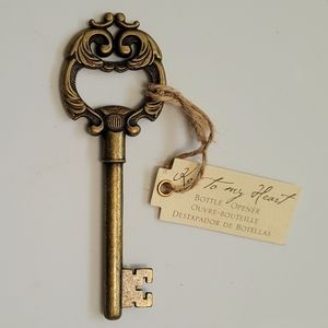 NWT-Kate Aspen Key to My Heart Bottle Opener Brass Gold